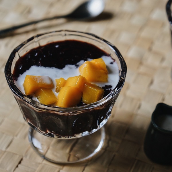 Coconut Mango Purple Rice Pudding